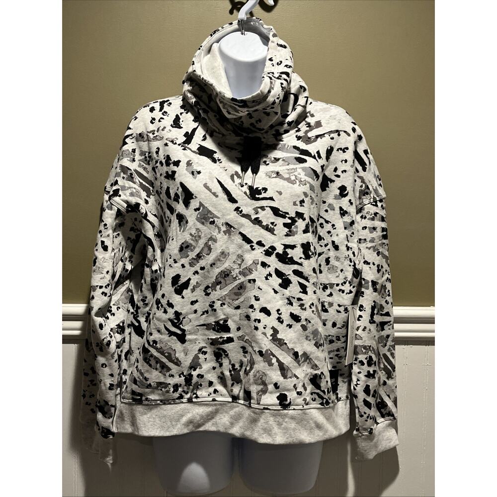Calvin Klein Performance Women's Gray Cowl Neck LS Camo Sweatshirt Size M NWT